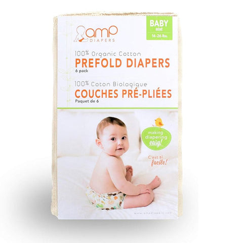 AMP Organic Cotton Indian Prefolds 6-Pack