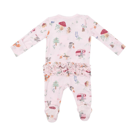 Angel Dear 2-Way Zipper Ruffle Back Footie - Cute Animal Campers