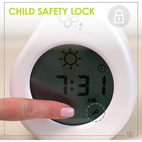 Child safety lock in corner prevents curious fingers from making unwanted adjustments.