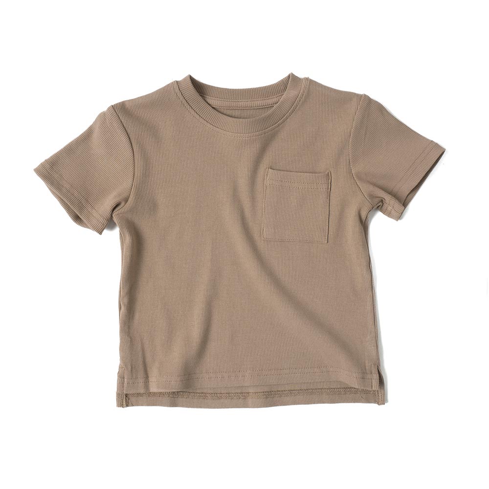 Little Bipsy Ribbed Tee - Taupe (Size 0-3m) *CLEARANCE*