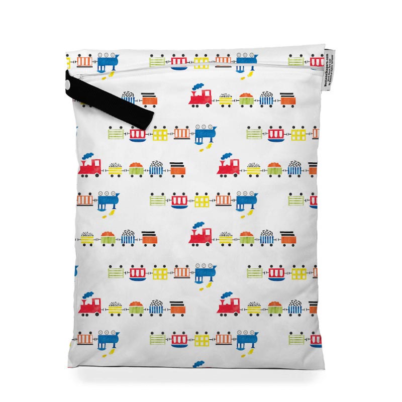 All Aboard Buttons Medium Wet Bag - Lagoon Baby + Toy Shoppe