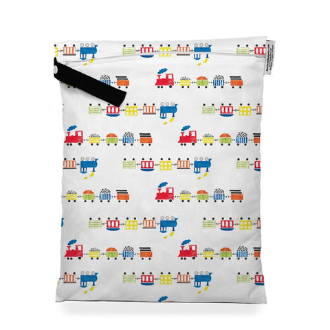 All Aboard Buttons Medium Wet Bag - Lagoon Baby + Toy Shoppe