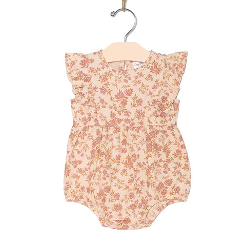 City Mouse Flutter Front Romper - Blush Floral