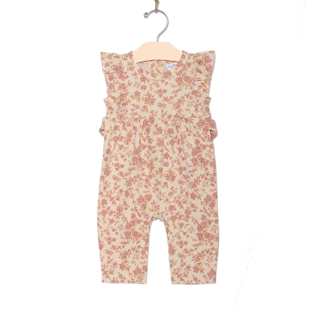 City Mouse Flutter Long Romper - Blush Floral