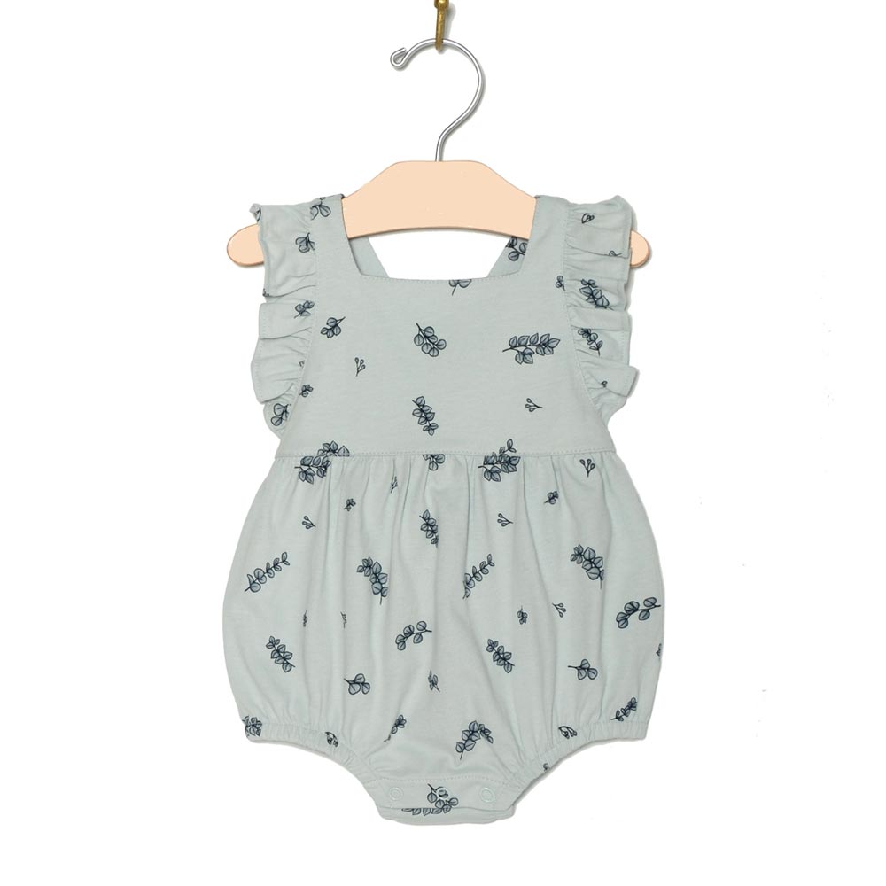 City Mouse Overall Flutter Romper - Eucalyptus