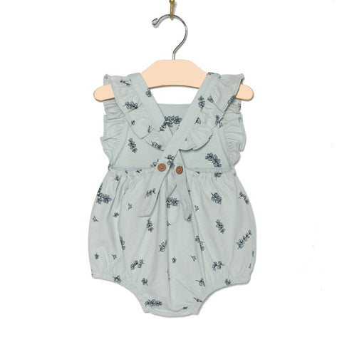 City Mouse Overall Flutter Romper - Eucalyptus