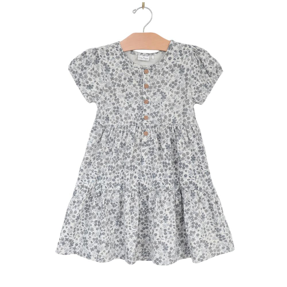 City Mouse Puff Sleeve Henley Dress - Calico Floral (Size 4y) *CLEARANCE*