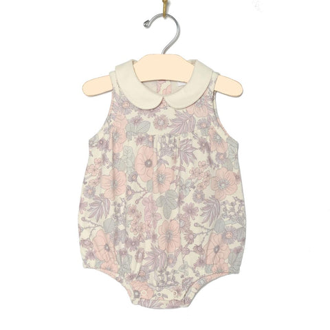 City Mouse Round Collar Romper - Vintage Floral