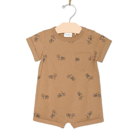 City Mouse Short Sleeve Romper - Bikes