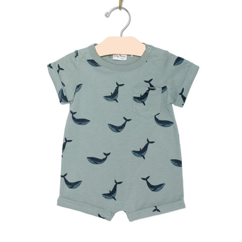 City Mouse Short Sleeve Romper - Blue Whale