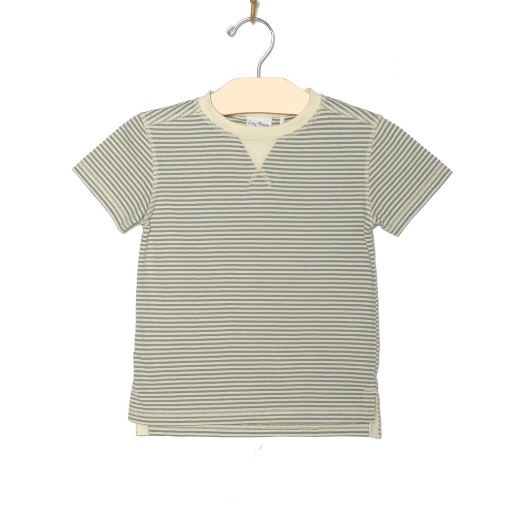 City Mouse Whistle Patch Tee - Steel Stripe