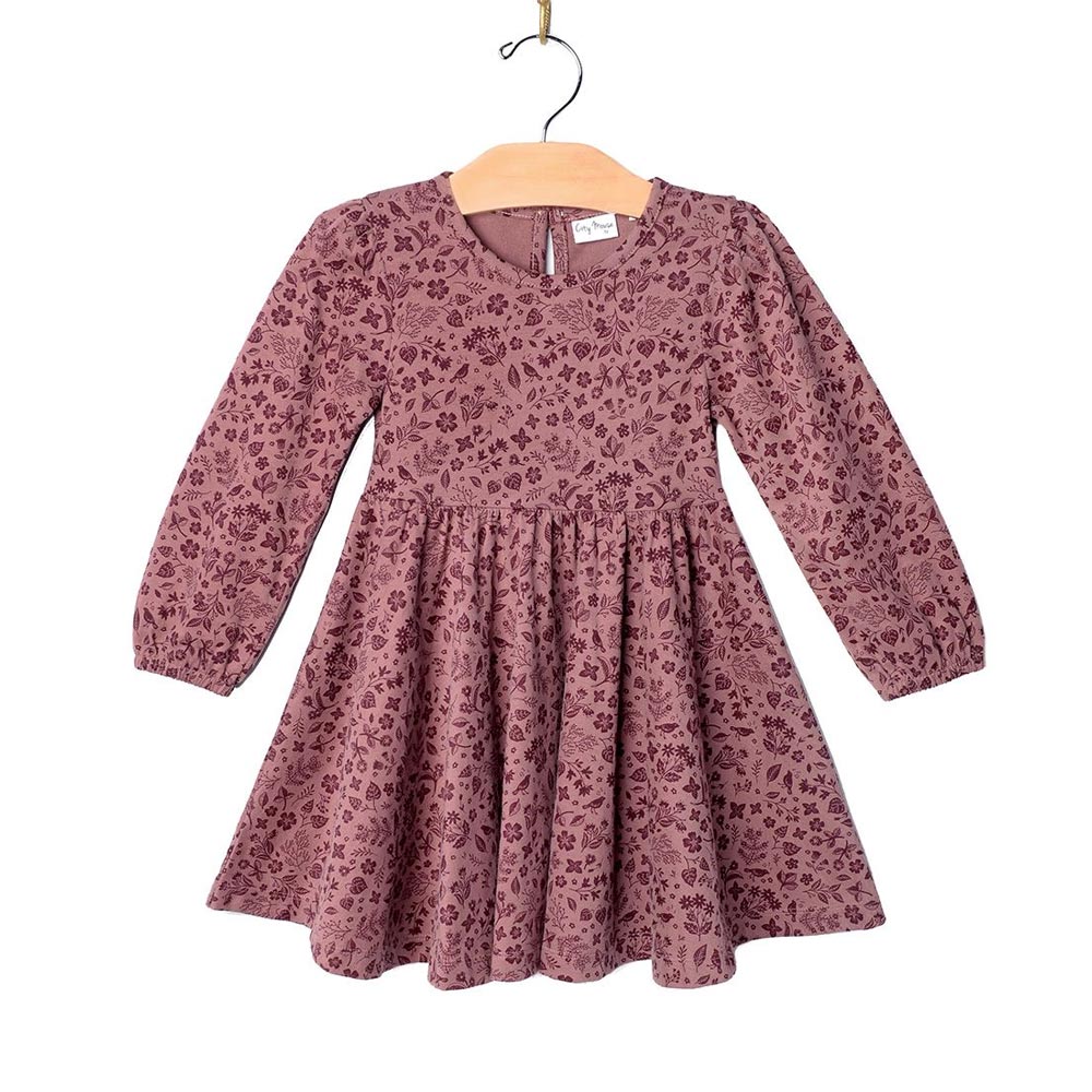 City Mouse Twirl Dress - Plum Birds