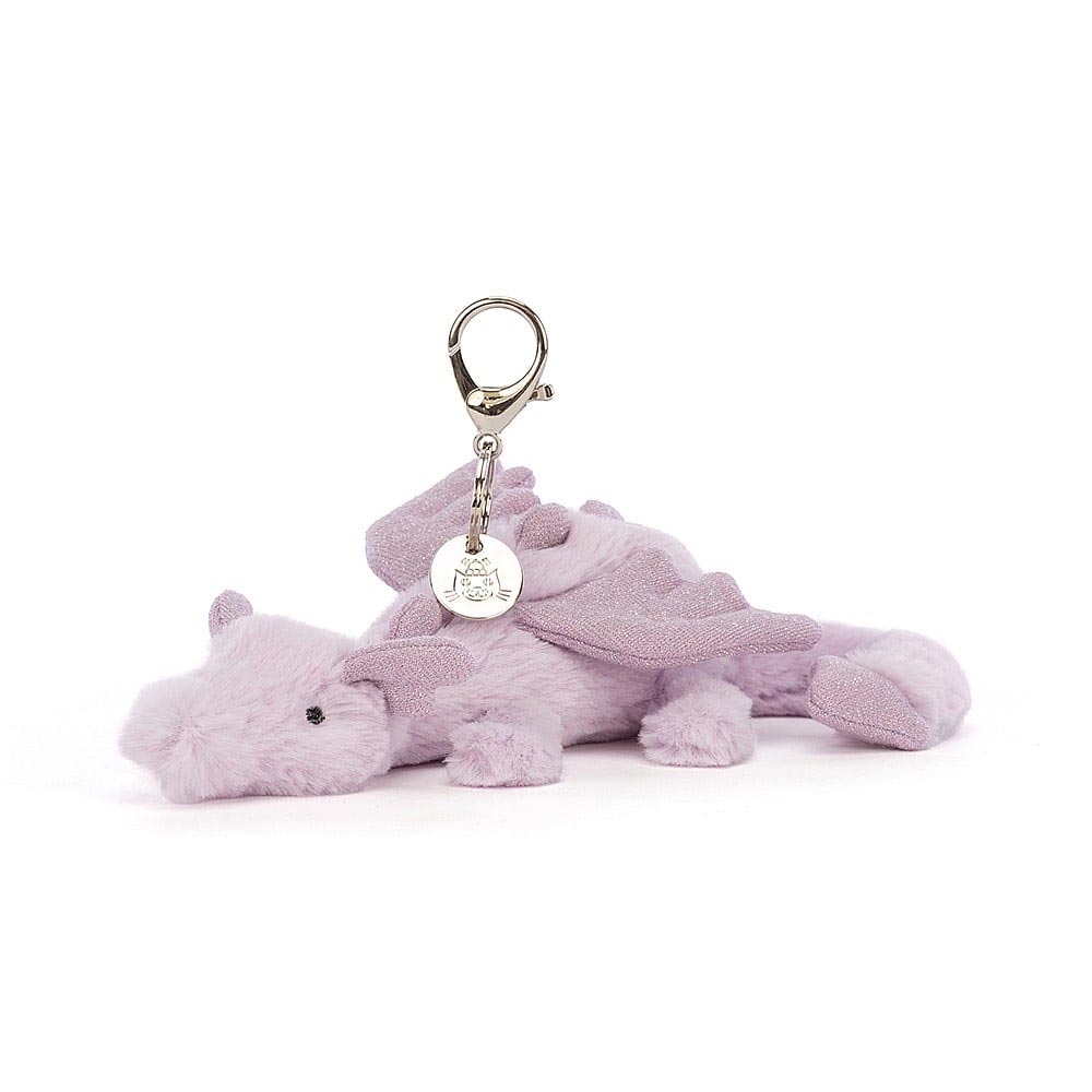 *Jellycat Lavender Dragon Bag Charm - 8"