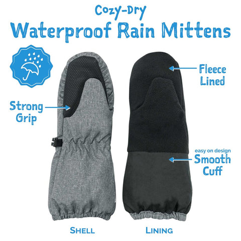 Jan & Jul Kids Rain Mittens - Heather Grey