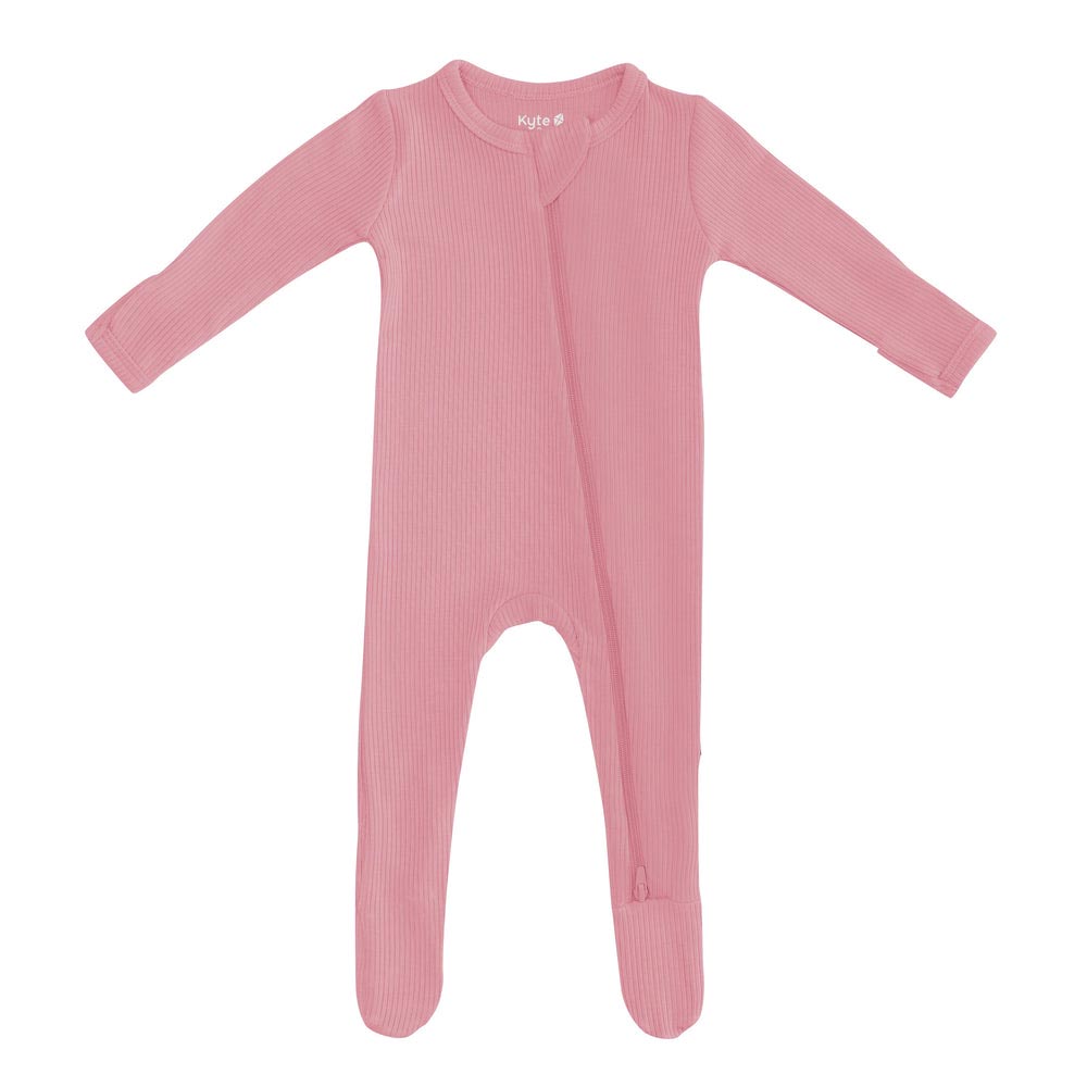 Kyte Baby Ribbed Zippered Footie - Apple Blossom