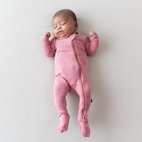 Kyte Baby Ribbed Zippered Footie - Apple Blossom