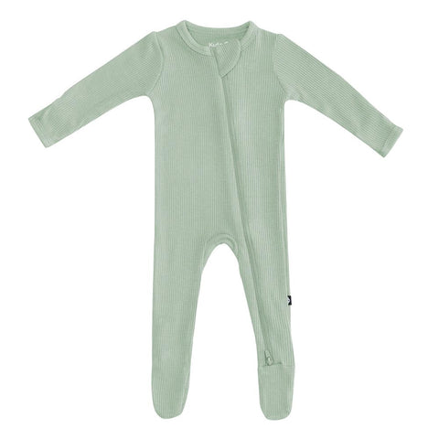 Kyte Baby Ribbed Zippered Footie - Thyme