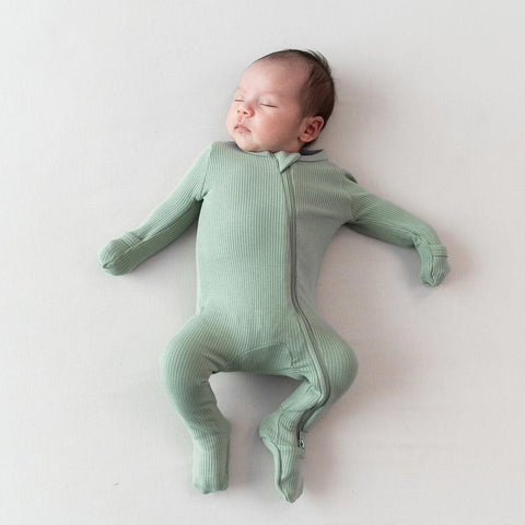 Kyte Baby Ribbed Zippered Footie - Thyme