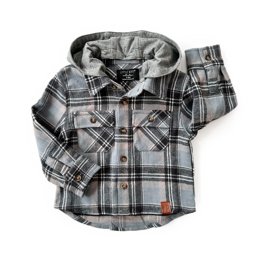 Little Bipsy Hooded Flannel - Sky *CLEARANCE*