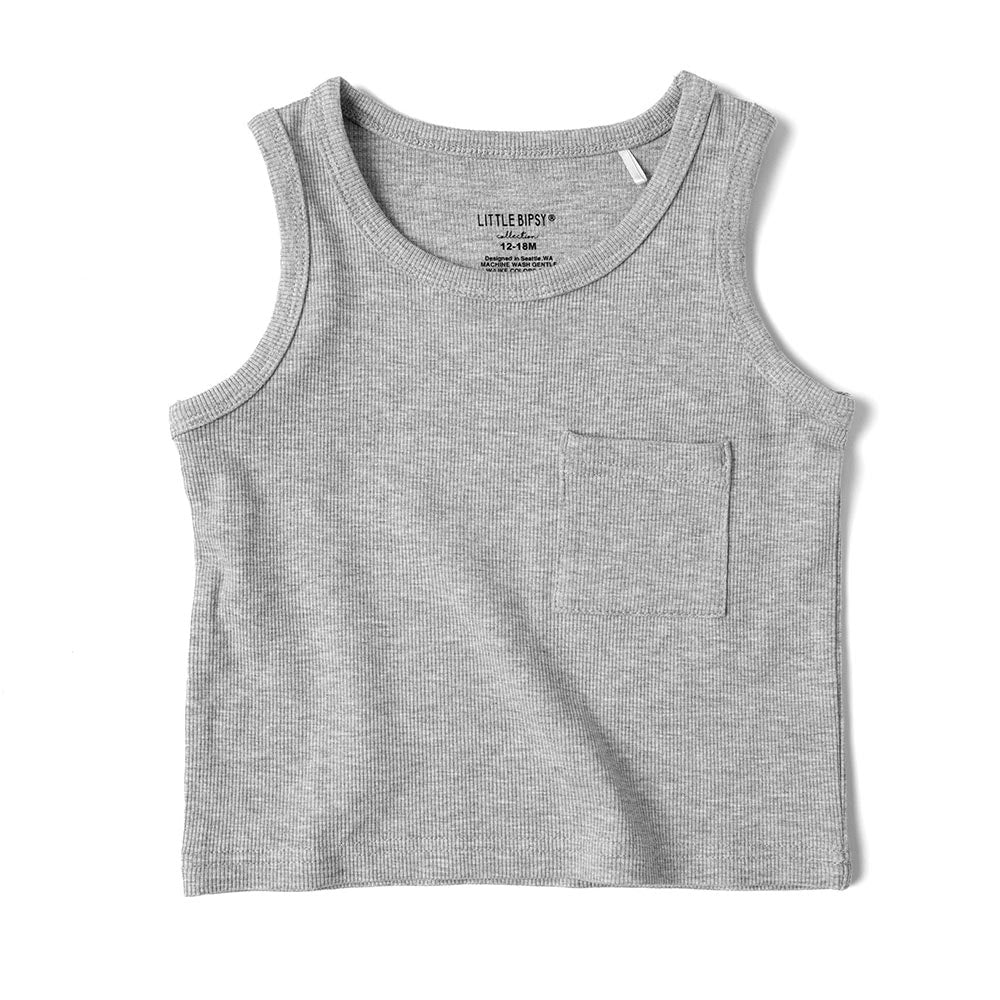 Little Bipsy Ribbed Tank - Light Heather Grey