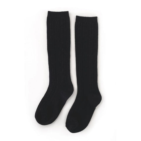 Little Stocking Co. Cable Knit Knee High Socks - Black