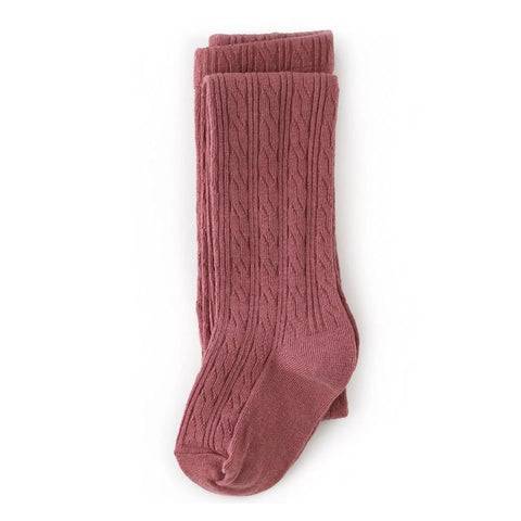 Little Stocking Co. Cable Knit Tights - Mauve Rose