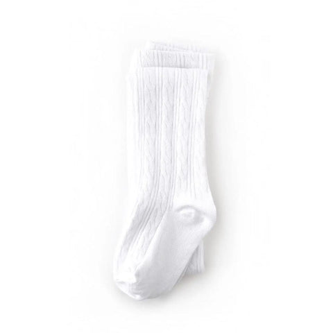 Little Stocking Co. Cable Knit Tights - White