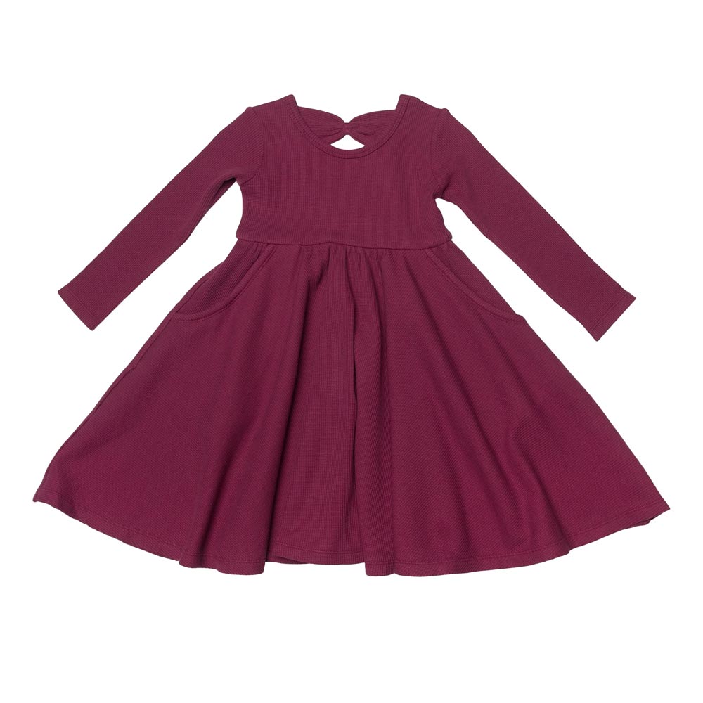 Loulou Lollipop Waffle Long Sleeve Skater Dress - Sugar Plum