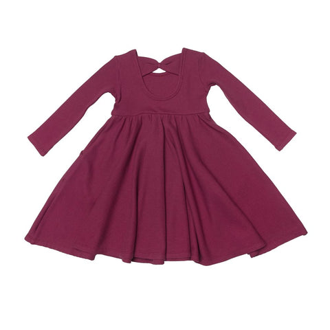 Loulou Lollipop Waffle Long Sleeve Skater Dress - Sugar Plum