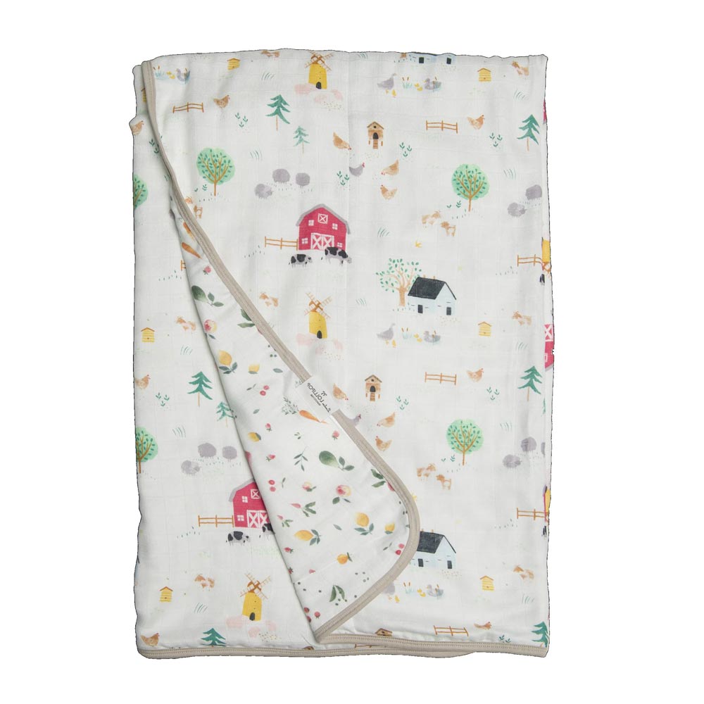 Loulou Lollipop Luxe Muslin Quilt Blanket - Farm Animals