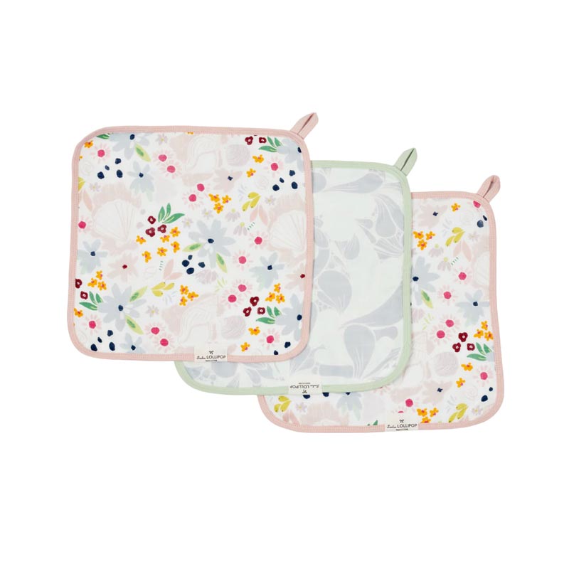 Shell Floral Loulou Lollipop Washcloths - Lagoon Baby + Toy Shoppe 