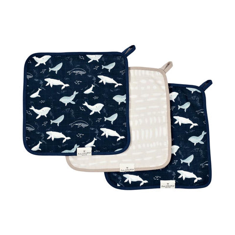 Whales Loulou Lollipop Washcloths - Lagoon Baby + Toy Shoppe