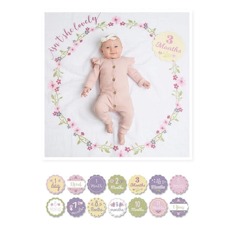 Lulujo Baby's First Year Milestone Blanket & Cards Set