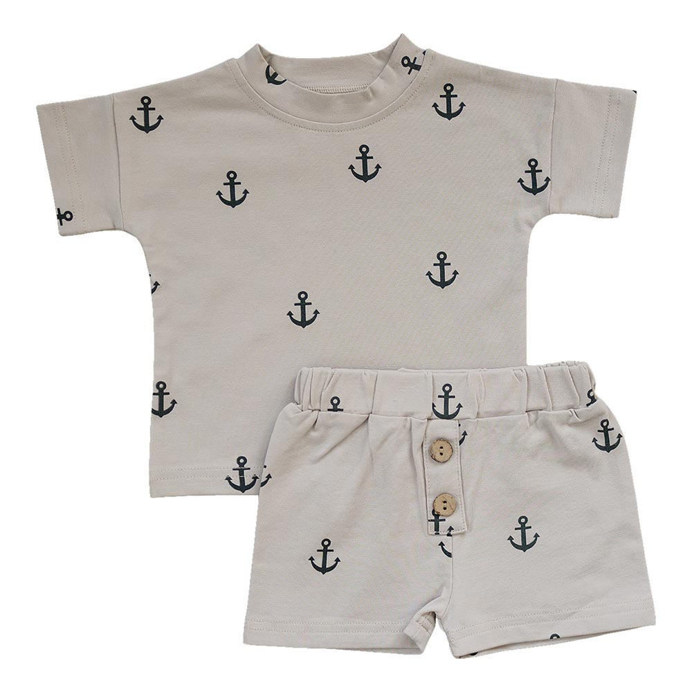 Mebie Baby Anchors Button Short Set