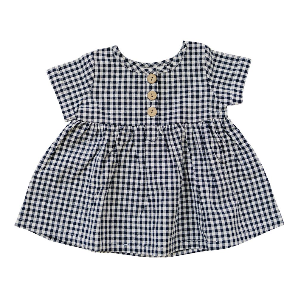 Mebie Baby Navy Gingham Linen Cotton Dress