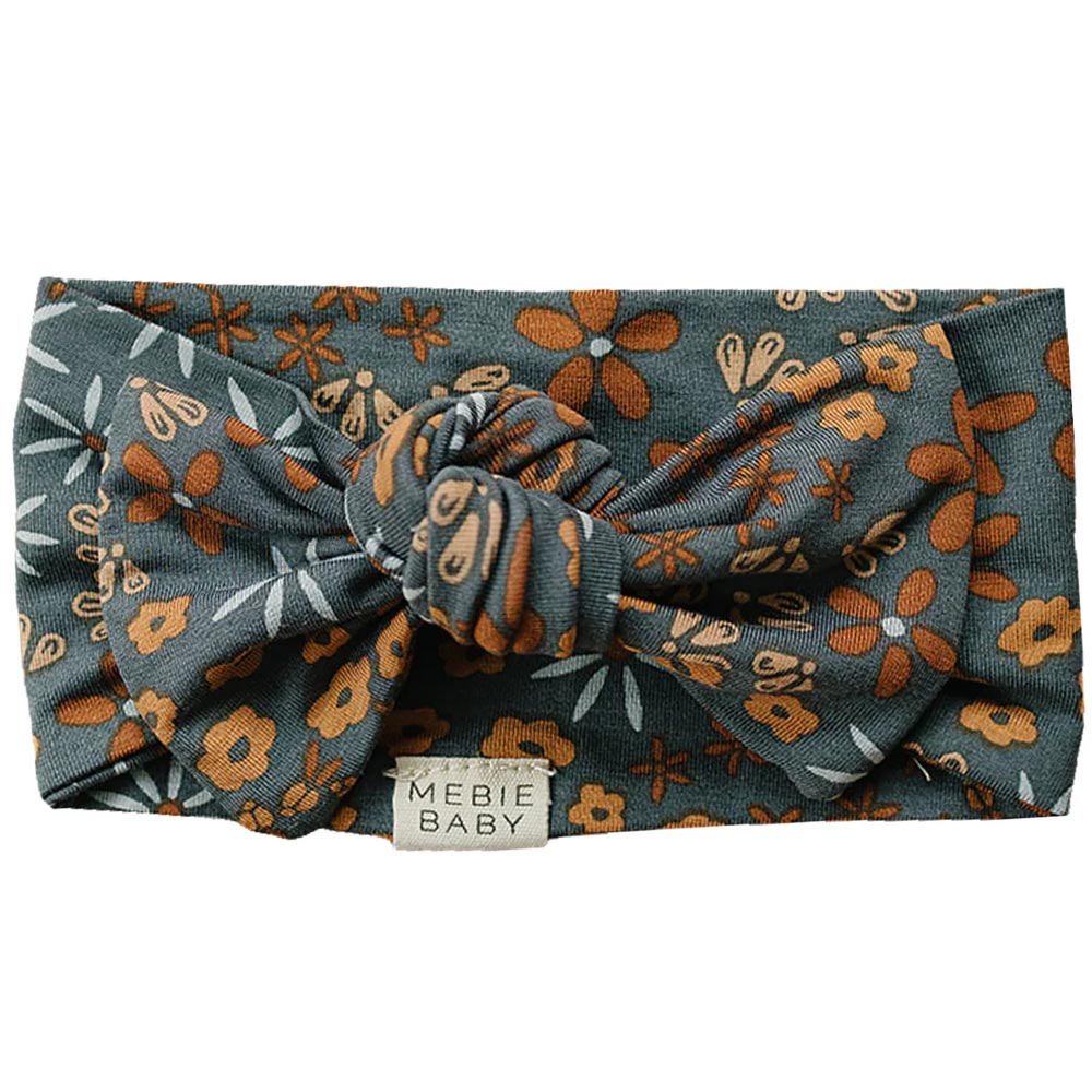 *Mebie Baby Bamboo Head Wrap - Navy Floral