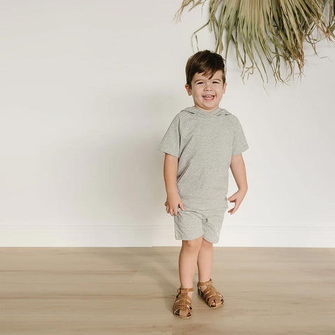 Mebie Baby Hooded Tee - Heather Grey