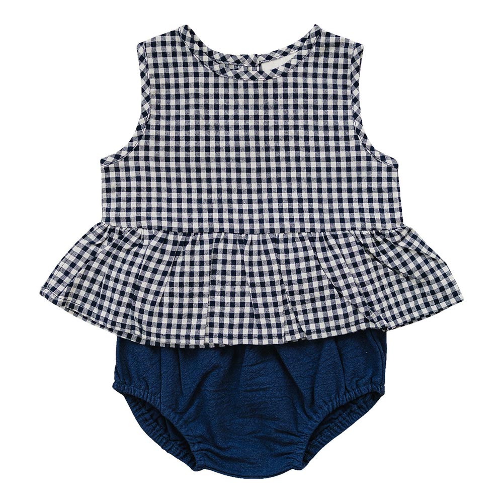 Mebie Baby Navy Gingham Peplum Set