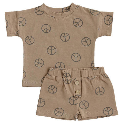 Mebie Baby Peace Button Cozy Short Set