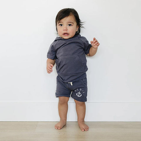 Mebie Baby Hooded Tee - Slate