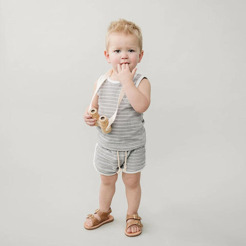 Mebie Baby Sail Boat Stripe Terry Cloth Short Set