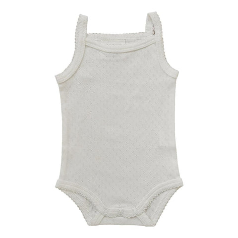 Mebie Baby White Pointelle Tank Bodysuit