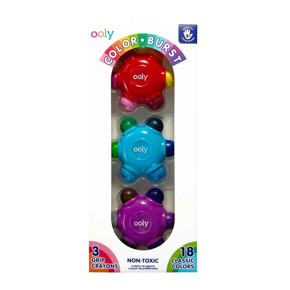 *Ooly Colour Burst Easy Grip Crayons (Set of 3 - 18 Classic Colours)