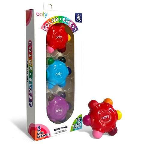 *Ooly Colour Burst Easy Grip Crayons (Set of 3 - 18 Classic Colours)