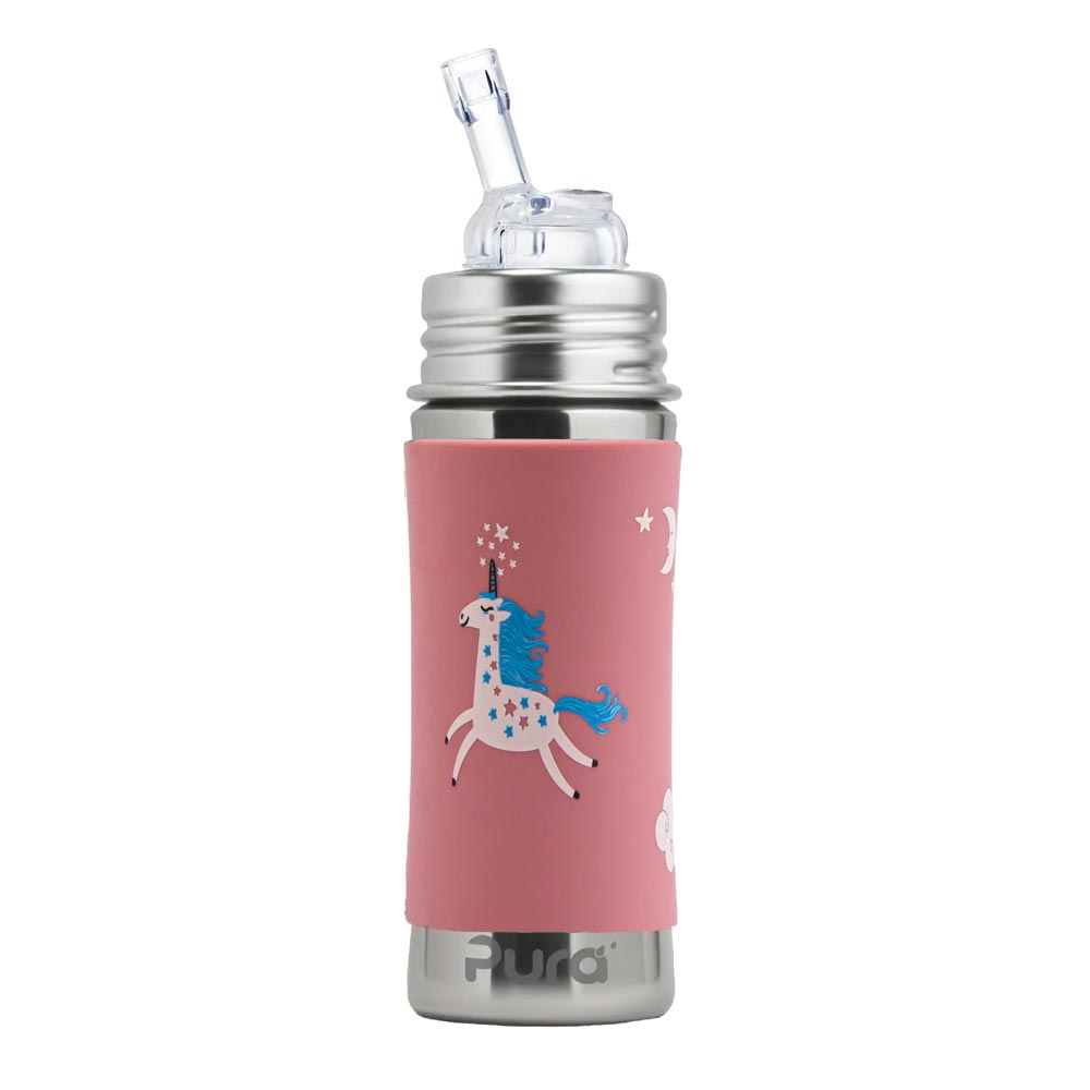 *Pura Kiki Stainless Steel STRAW Bottle with KIDDO Straw - 11 oz