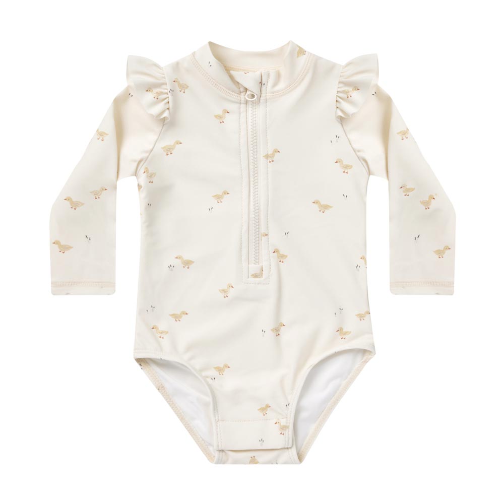 Quincy Mae Byron Rashguard One-Piece - Ivory Ducks *CLEARANCE*