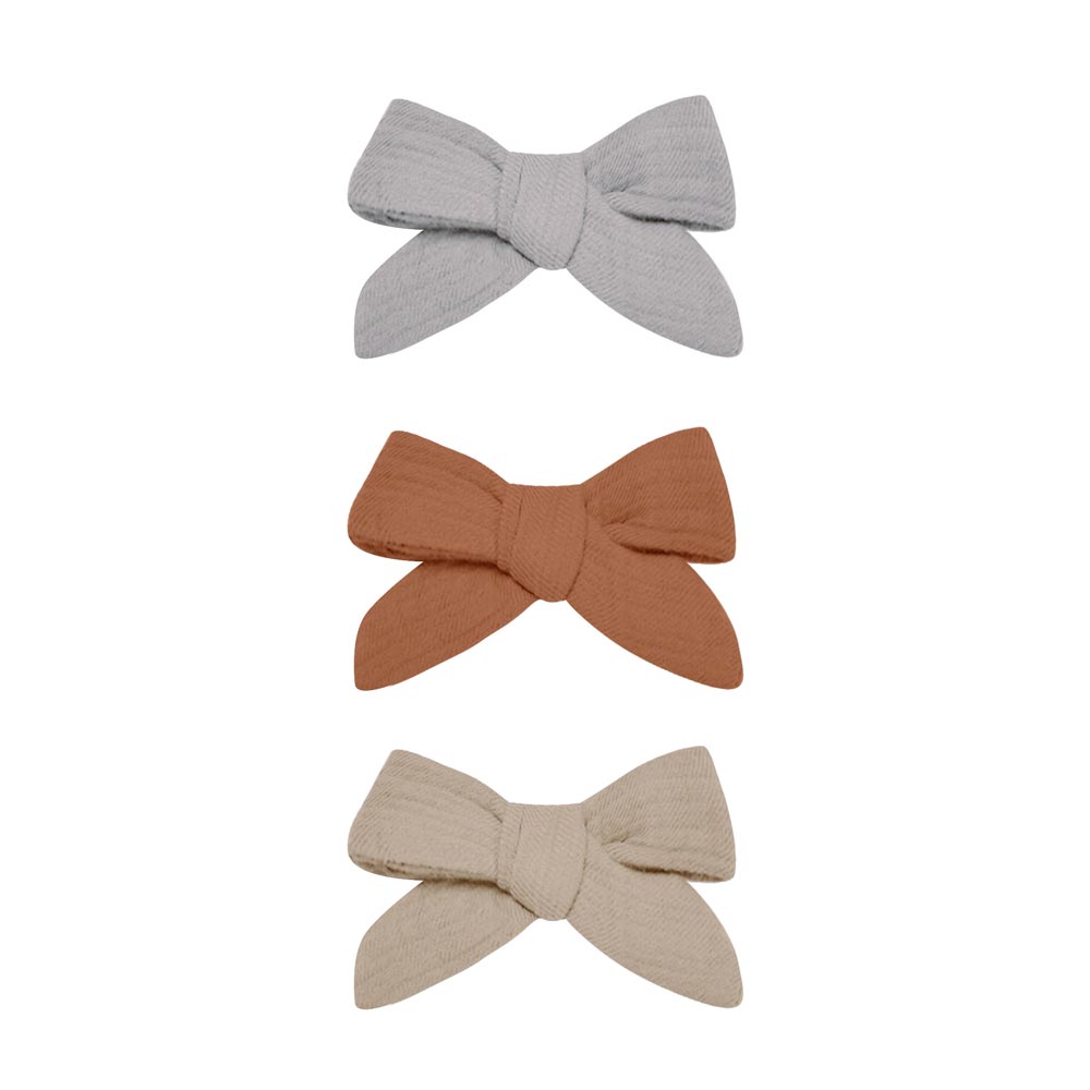 *Quincy Mae Bow Clip Set 3-Pack - Periwinkle, Clay, & Oat