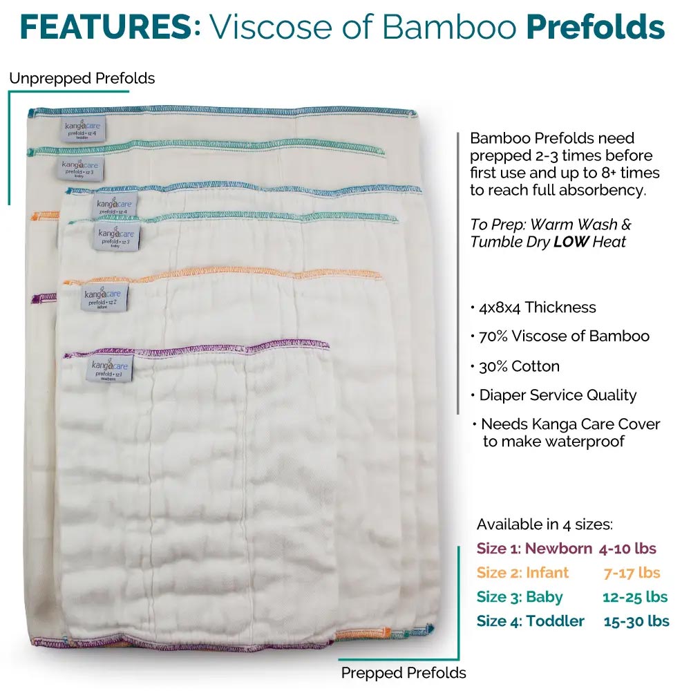 Kanga Care Bamboo Prefold Cloth Diapers 6-Pack