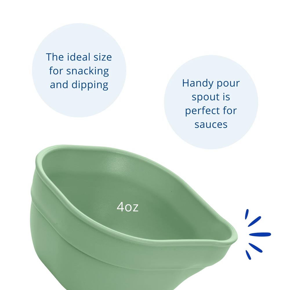 The 4 ounce bowl is the ideal size for snacking and dipping. Handy pour spout is perfect for sauces.