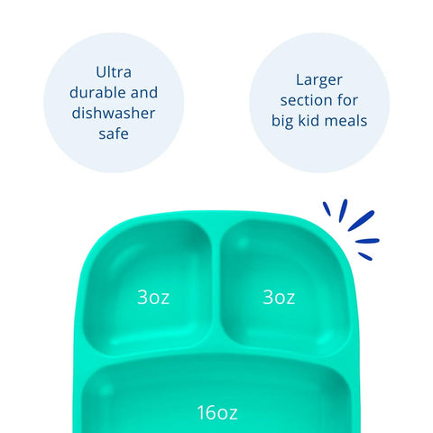 Re-Play Divided Tray is ultra portable, dishwasher safe, and has larger sections for big kid meals.